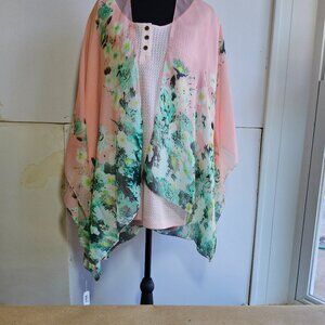 Ethel & Myrtle Pale peach/green wrap and Simply Noelle 8/10 knit tunic